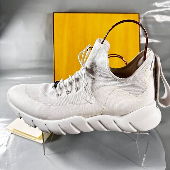 Fendi Vocabulary Technical Sneakers Mesh Knit High Top Shoes White Men Size 10 - Picture 13 of 16